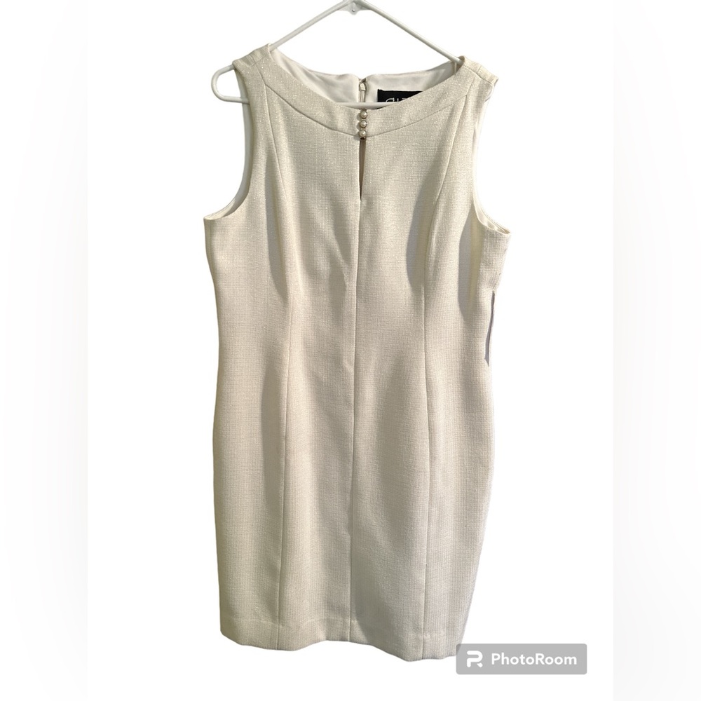 Chelsea Rose Ivory Gold Keyhole Dress With Pearl Accents New With Tags Size 14